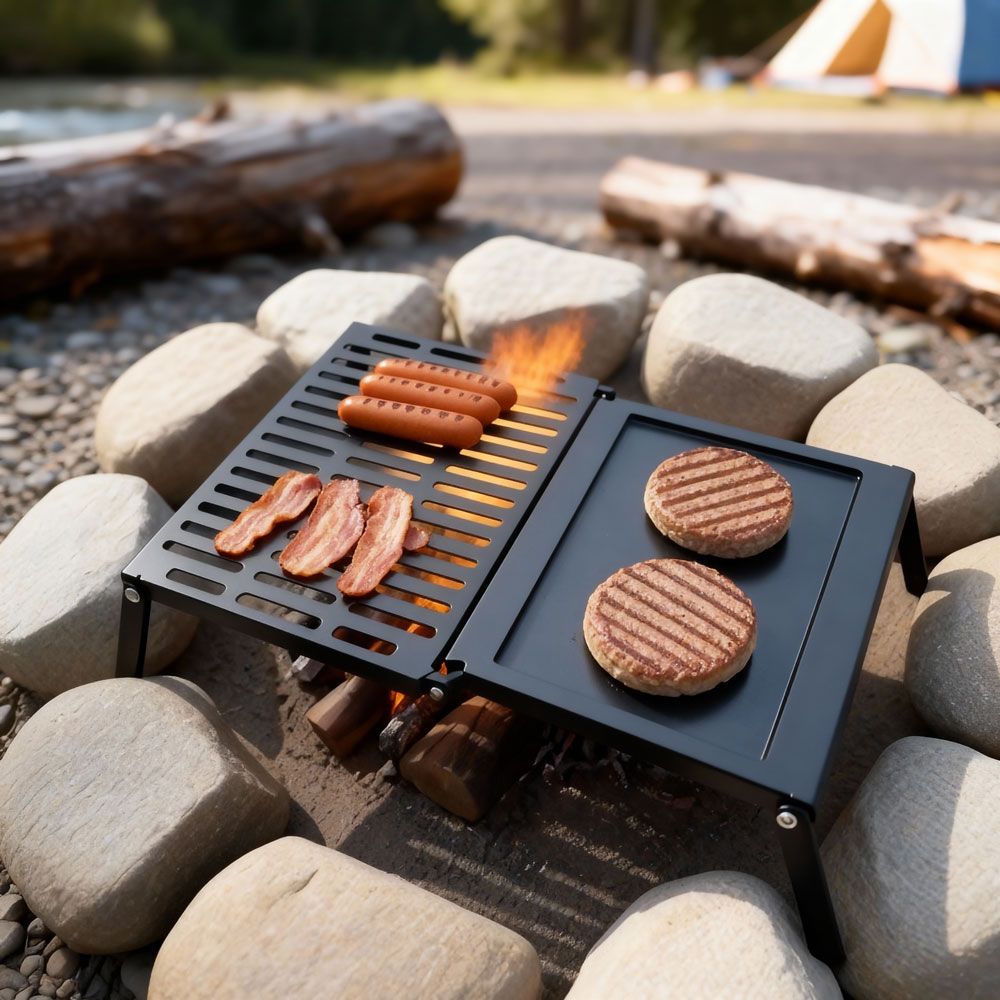 Fold-Out Camper Griller & Griddle Combo