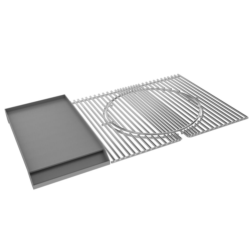 Cooking Grates for Ruby Grills w/Solid Steel Griddle - 304 SS Grates Round Inset-Solid-Steel Griddle for 30″ 3B Grill