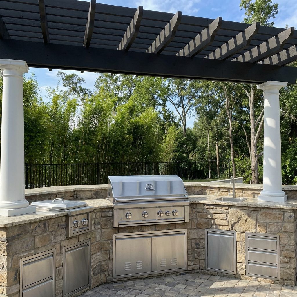 Under the pergola