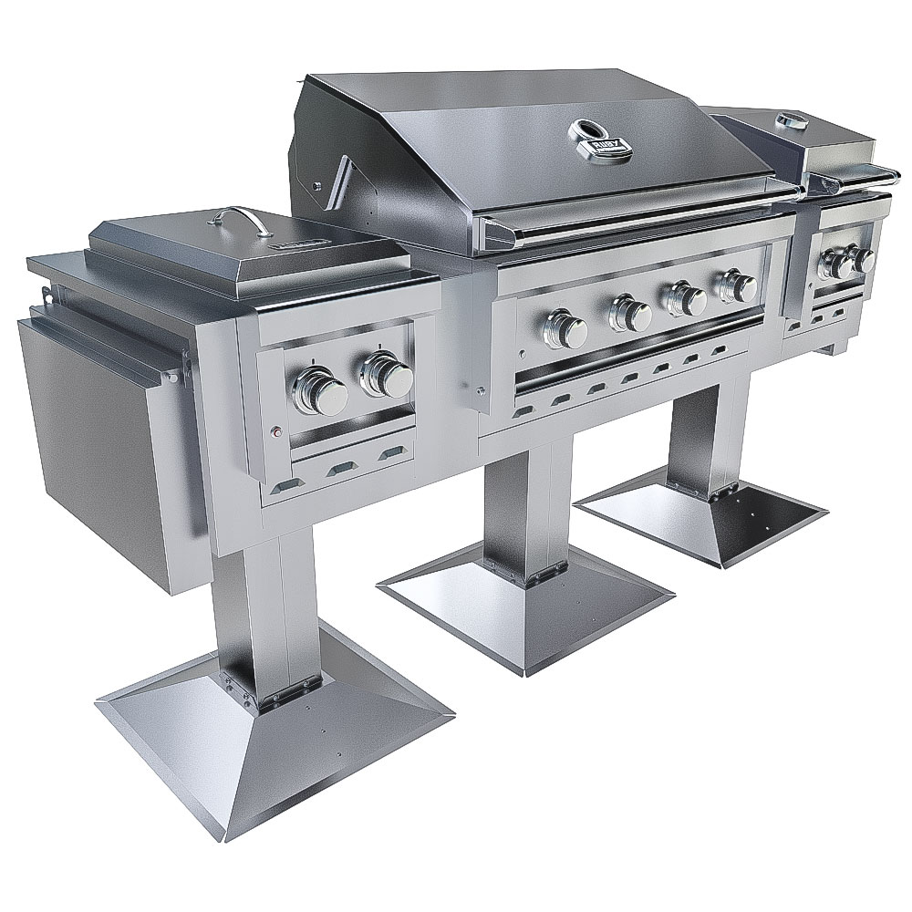 Ruby Elite Pro Trio™ — 4-Burner Grill, Double Versa Burner & Companion Pro 4