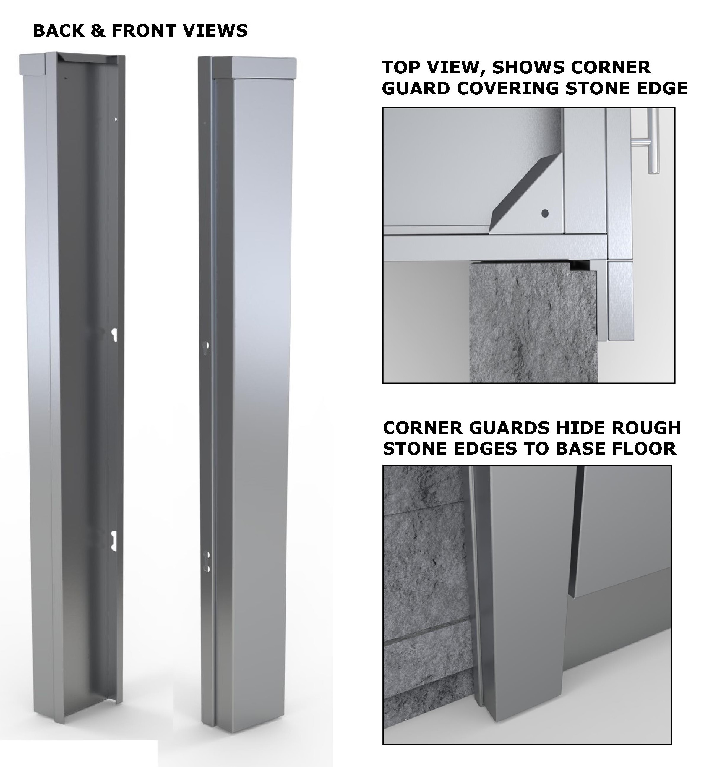 3" End Corner Guard Panel for Right Side of Base Cabinets - SCC3ENDSPR