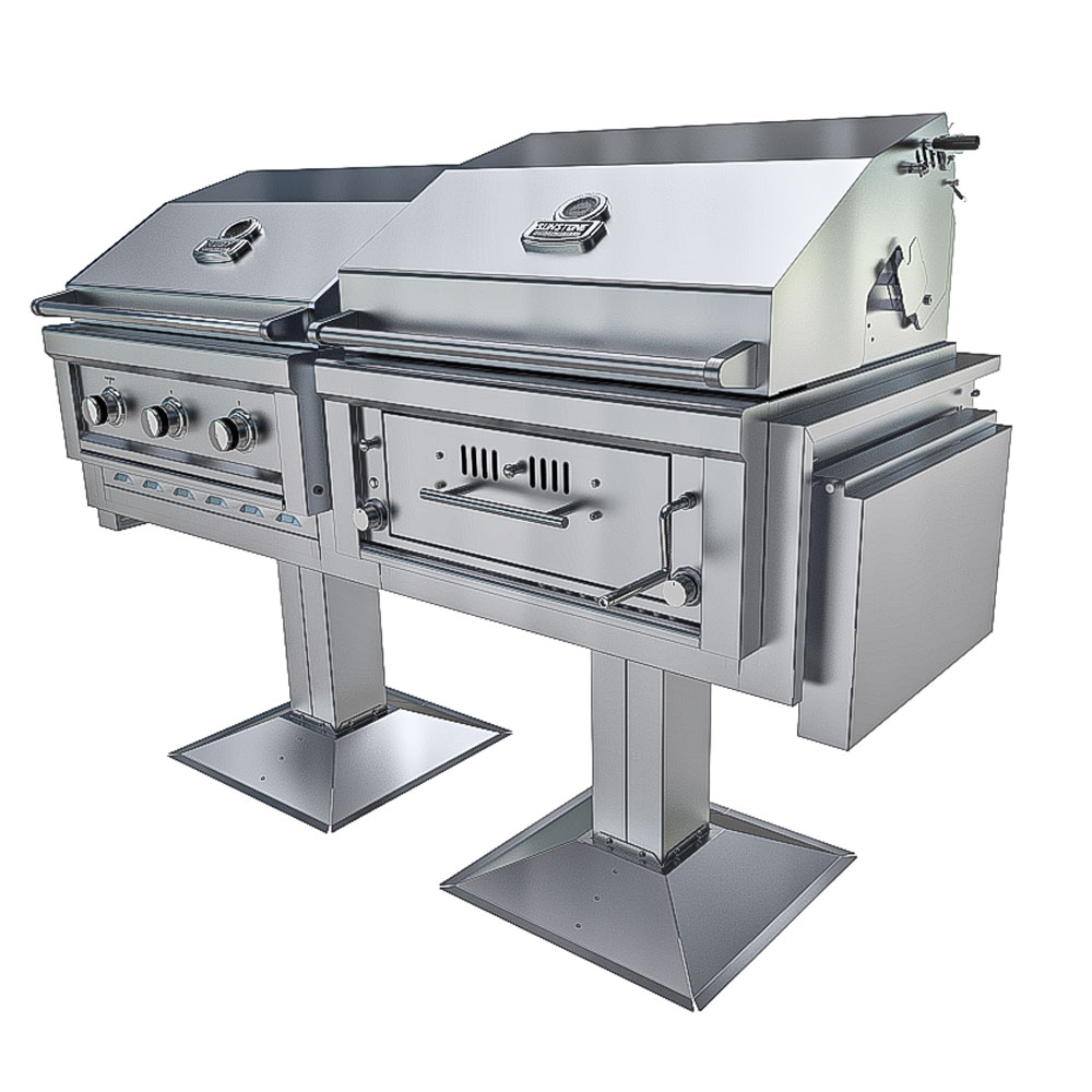 Ruby-Hybrid Pro Duo™ — 3-Burner Grill & Charcoal/Wood Smoker 4
