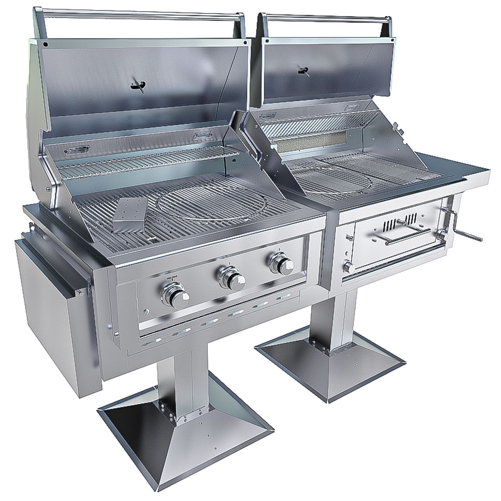 Ruby-Hybrid Pro Duo™ — 3-Burner Grill & Charcoal/Wood Smoker 5