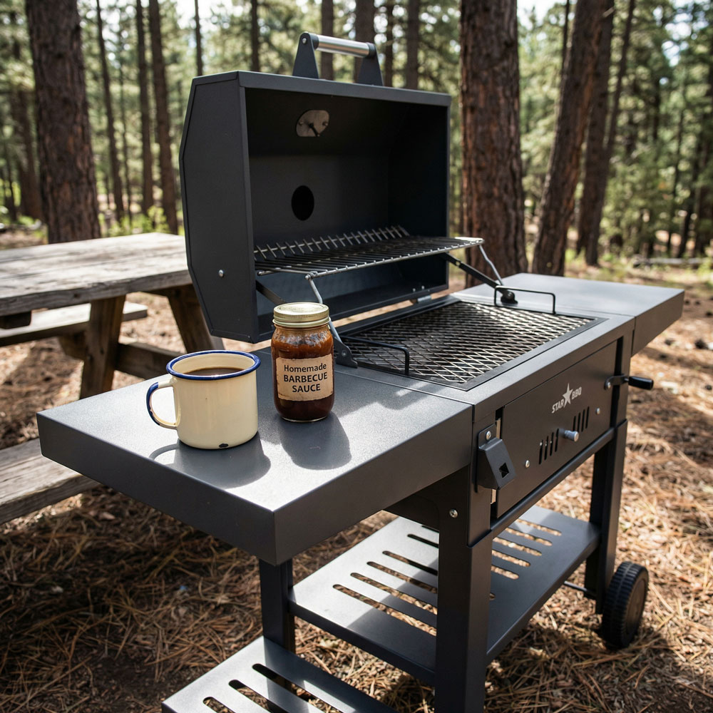 24″ Hood Charcoal Grill + Cart