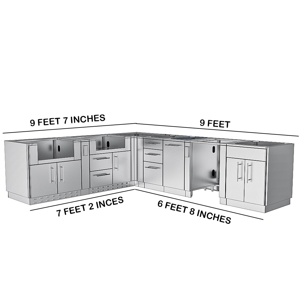Texas Tango Outdoor Kitchen Base Cabinet Package – SBP‑TXTANGO/BASE 13′7″