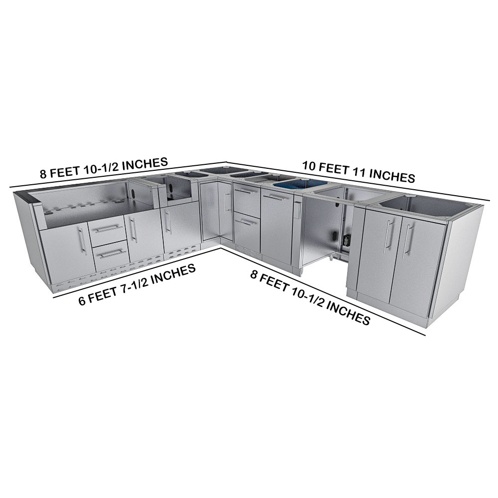 Rancher Outdoor Kitchen Base Cabinet Package – SBP‑RANCHER/BASE L‑Shaped 304 Stainless Steel