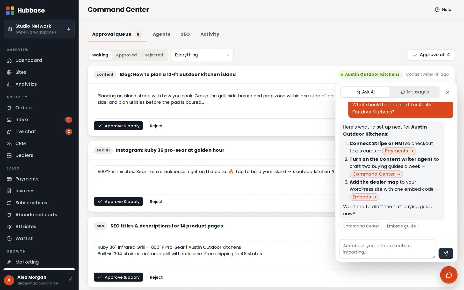 AI assistant & agents in Hubbase