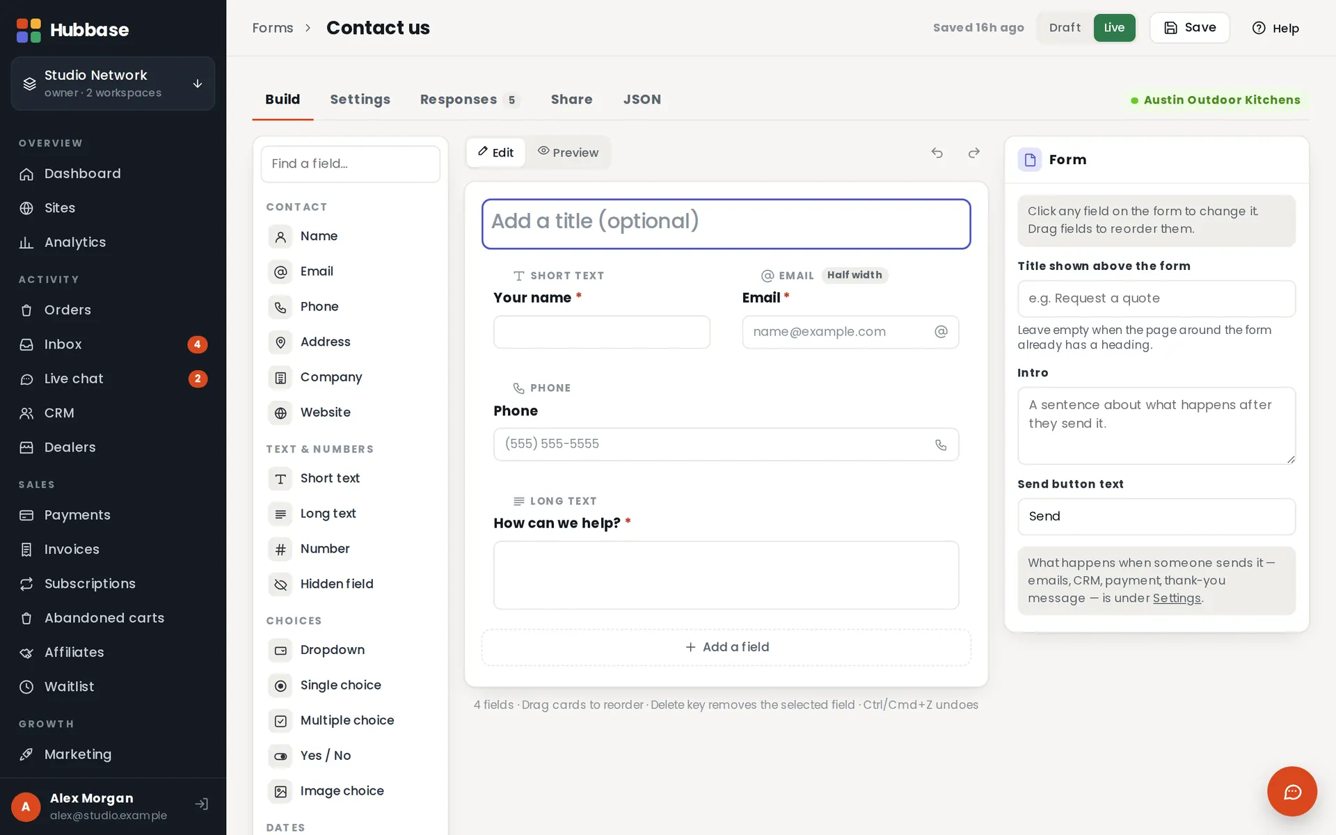 Forms in Hubbase