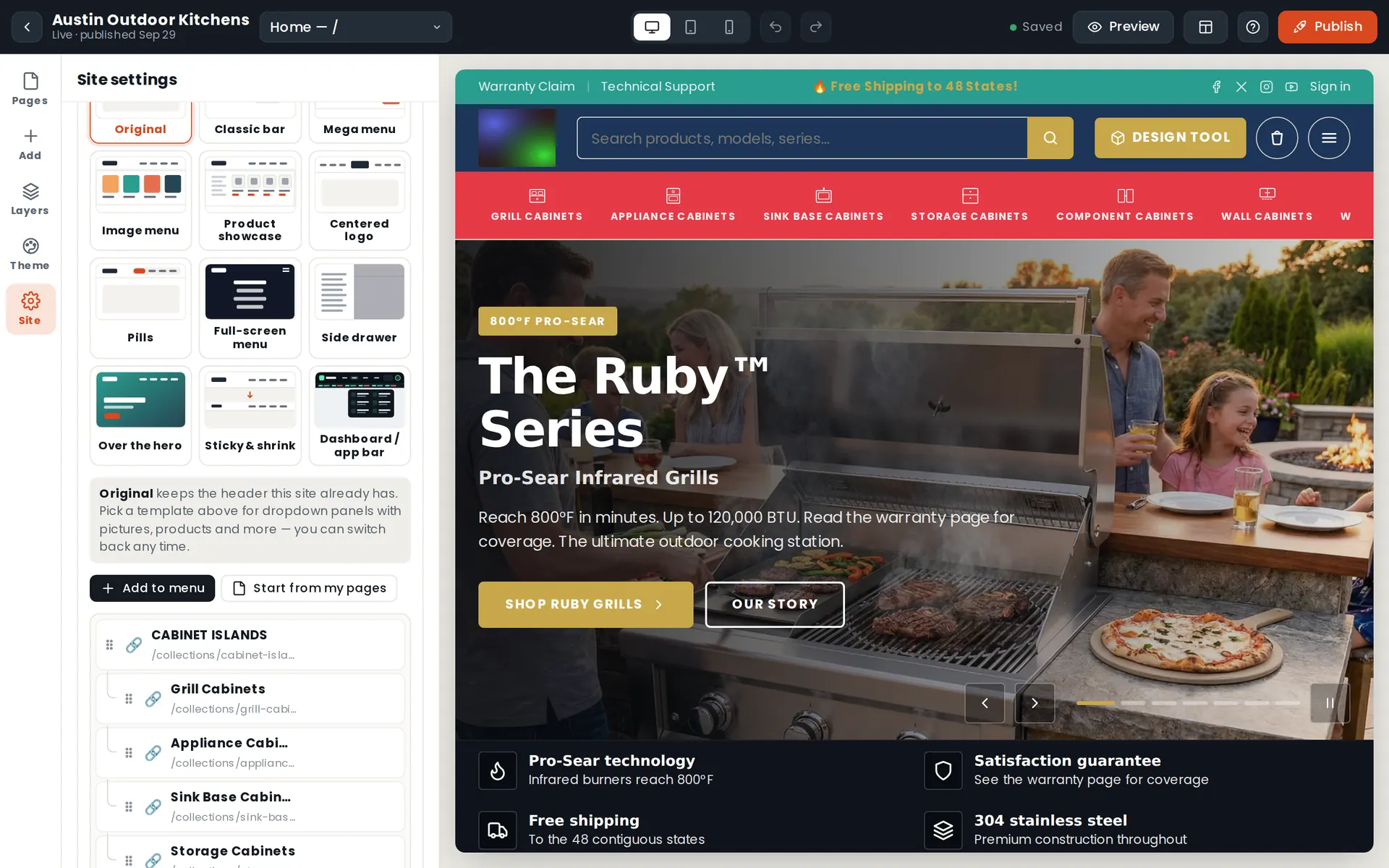 Menus & themes in Hubbase