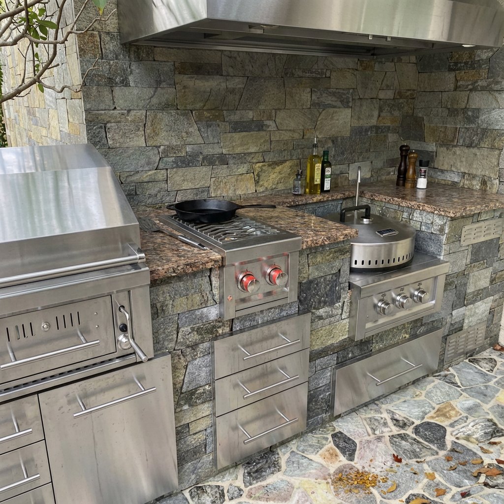 Versa Side Burner installed in a Sunstone outdoor kitchen island
